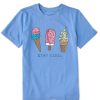 Kids Life is Good Graphic Tees | Kids Ice Cream Trio Stay Cool Crusher Tee Cornflower Blue