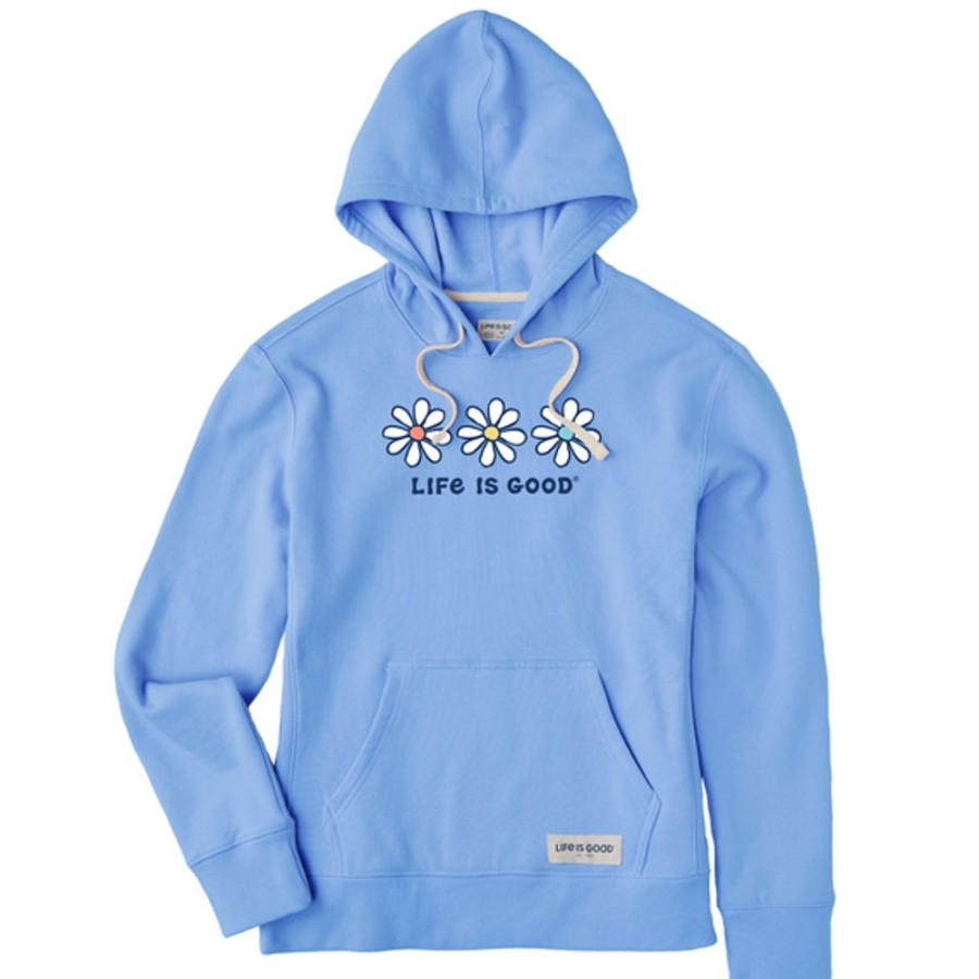 Women Life is Good Sweatshirts & Hoodies | Women'S 3 Daisies Simply True Fleece Hoodie Cornflower Blue