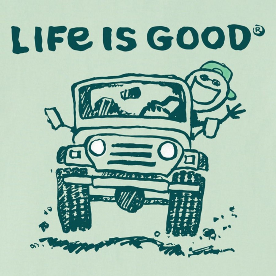 Kids Life is Good Graphic Tees | Kids Big Head Jake 4X4 Crusher Tee Sage Green