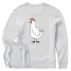 Women Life is Good Sweatshirts & Hoodies | Women'S Quirky Chicken Simply True Fleece Crew Light Heather Gray