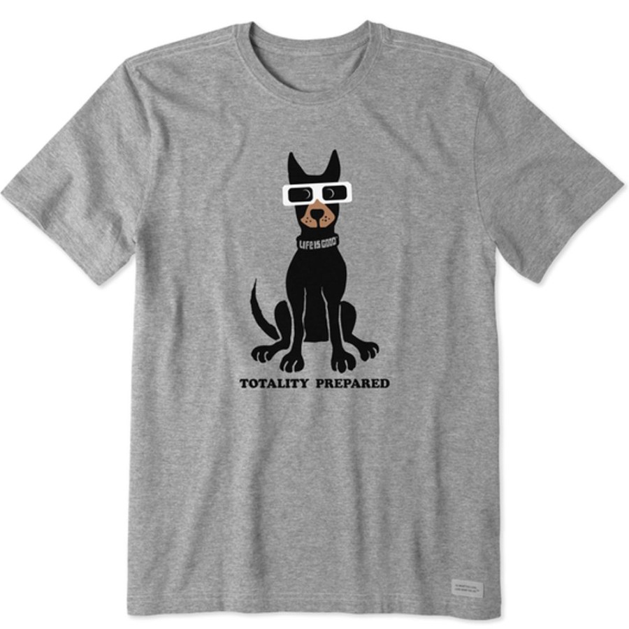 Men Life is Good Graphic Tees | Men'S Clean Totality Prepared Solar Dog Short Sleeve Tee Heather Gray