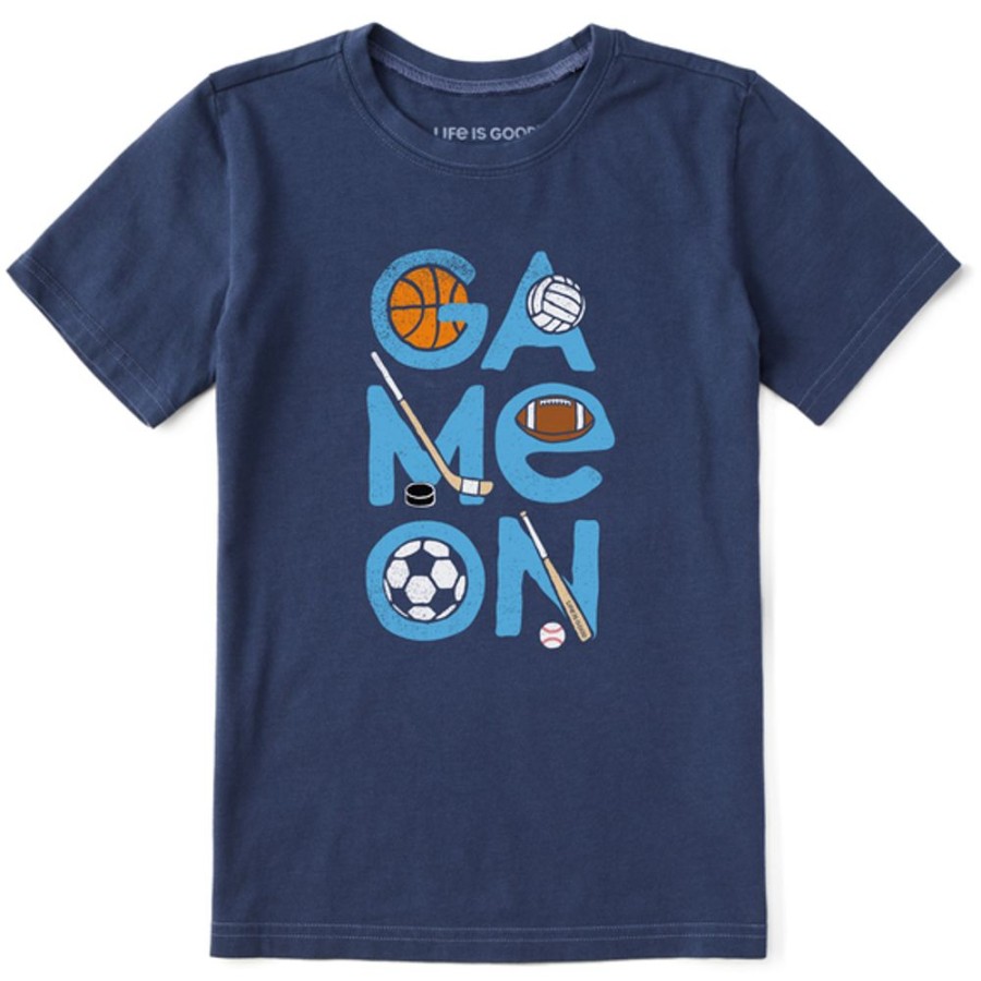 Kids Life is Good Graphic Tees | Kids Sport Game On Crusher Tee Darkest Blue