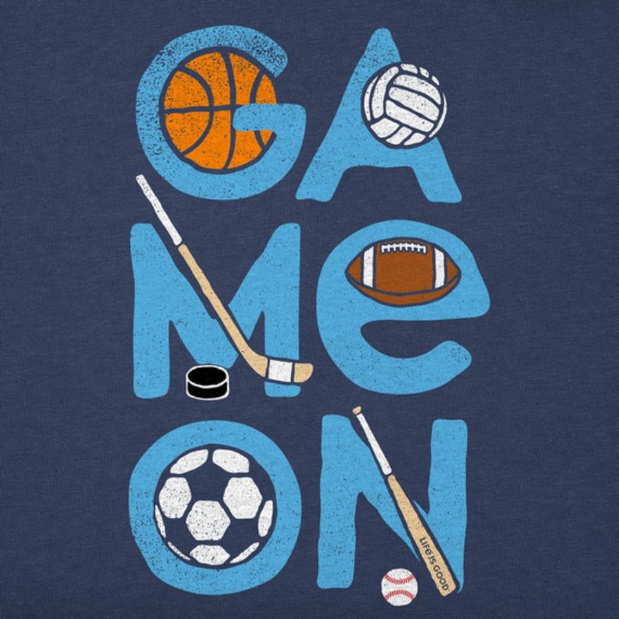 Kids Life is Good Graphic Tees | Kids Sport Game On Crusher Tee Darkest Blue