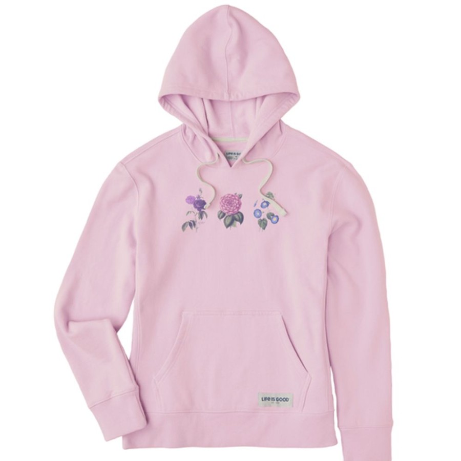 Women Life is Good Sweatshirts & Hoodies | Women'S Antique Botanicals Simply True Fleece Hoodie Seashell Pink