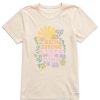 Women Life is Good Graphic Tees | Women'S Groovy Sunshine State Of Mind Short Sleeve Tee Putty White