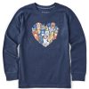 Kids Life is Good Graphic Tees | Kids Heart Of Dogs Long Sleeve Crusher Tee Darkest Blue