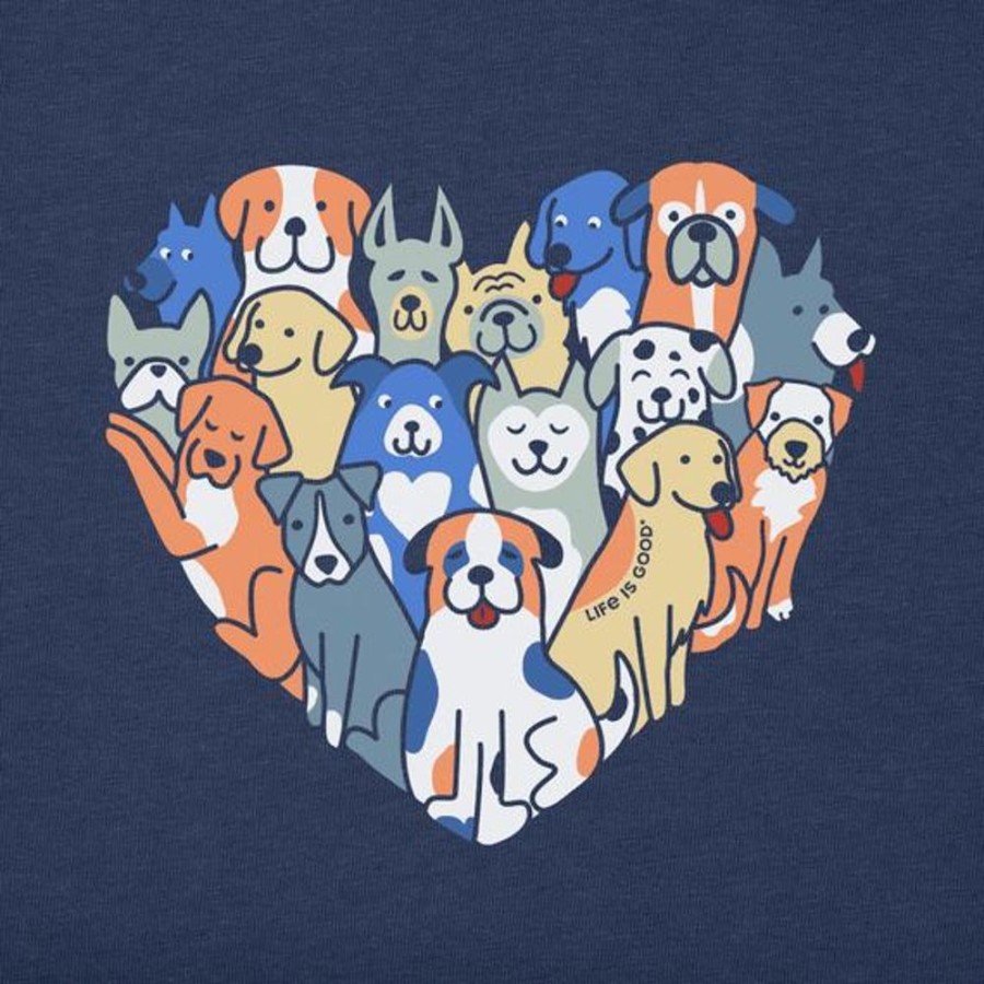 Kids Life is Good Graphic Tees | Kids Heart Of Dogs Long Sleeve Crusher Tee Darkest Blue