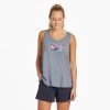 Women Life is Good Graphic Tees | Women'S Usa Watercolor Daisy Textured Slub Tank Stone Blue