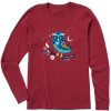 Women Life is Good Graphic Tees | Women'S Macro Owl Long Sleeve Crusher Tee Cranberry Red