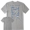 Men Life is Good Graphic Tees | Men'S Fish More Worry Less Hooks And Tackle Short Sleeve Tee Heather Gray