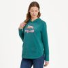 Women Life is Good Sweatshirts & Hoodies | Women'S Retro Mountains Floral Crusher-Flex Hoodie Tunic Spruce Green