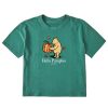 Women Life is Good Boxy Tees | Women'S Winnie Hello Pumpkin Boxy Crusher Tee Spruce Green