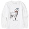 Kids Life is Good Graphic Tees | Kids Fineline No Prob-Llama Long Sleeve Crusher Tee Cloud White