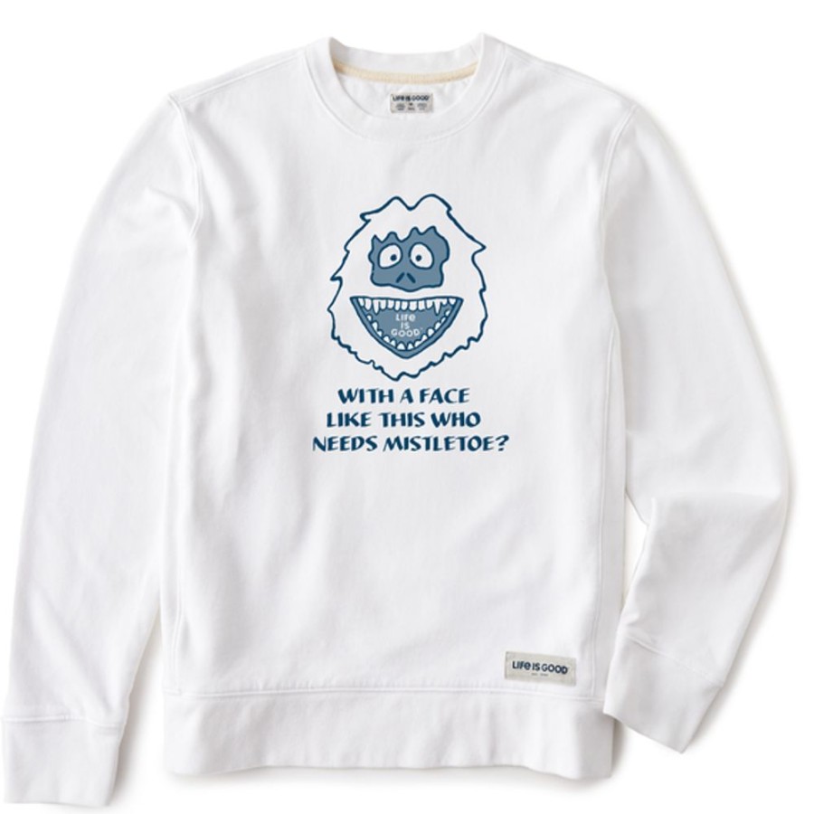 Men Life is Good Sweatshirts & Hoodies | Men'S With A Face Like This Yeti Simply True Fleece Crew Cloud White