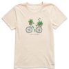 Women Life is Good Graphic Tees | Women'S Realaxed Clover Bike Crusher Tee Putty White