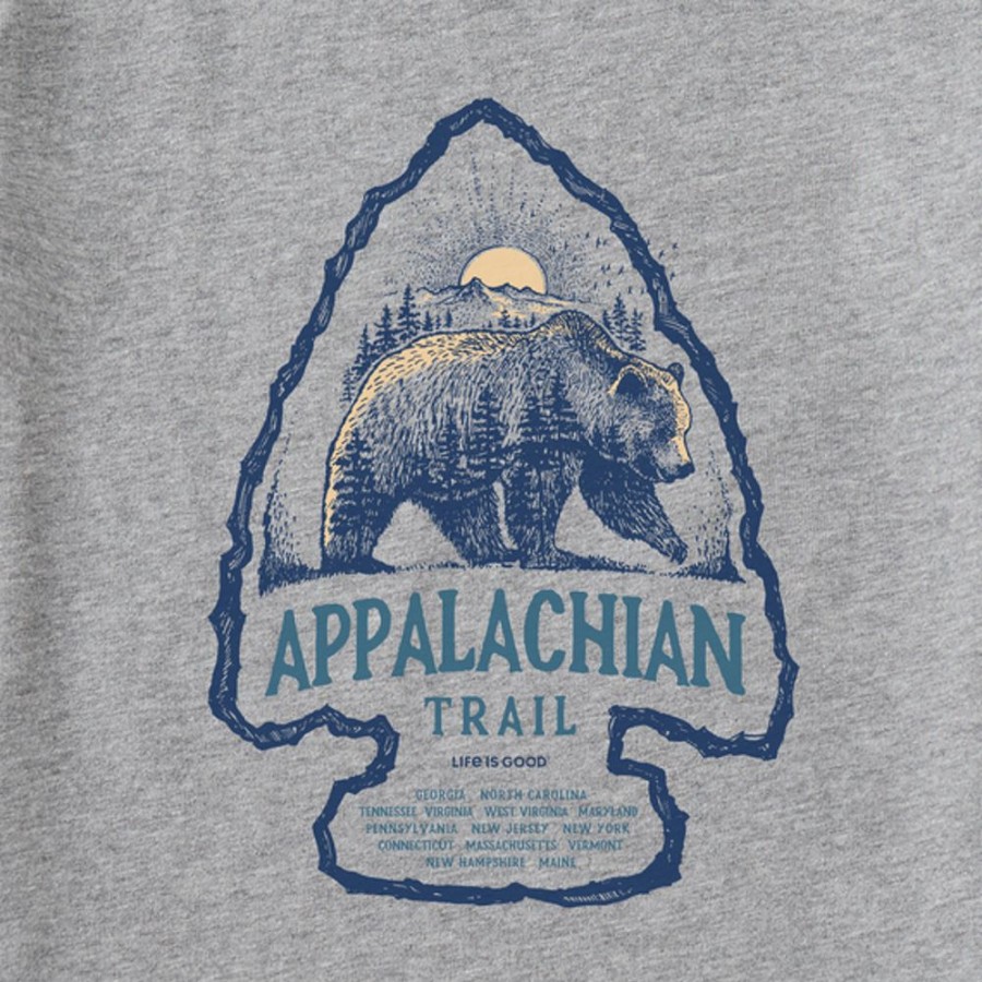 Men Life is Good Graphic Tees | Men'S Fineline Appalachian Trail Bear Short Sleeve Tee Heather Gray