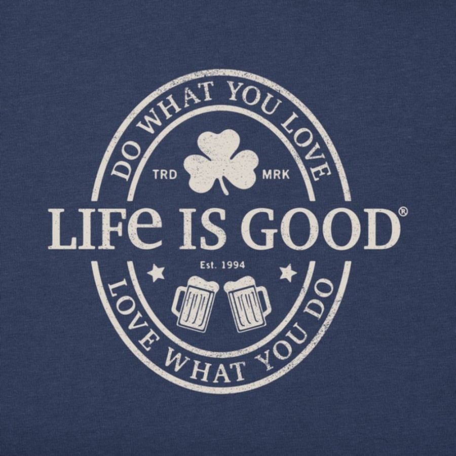 Women Life is Good Graphic Tees | Women'S Manifesto Dwyl Clover Pints Long Sleeve Crusher Tee Darkest Blue