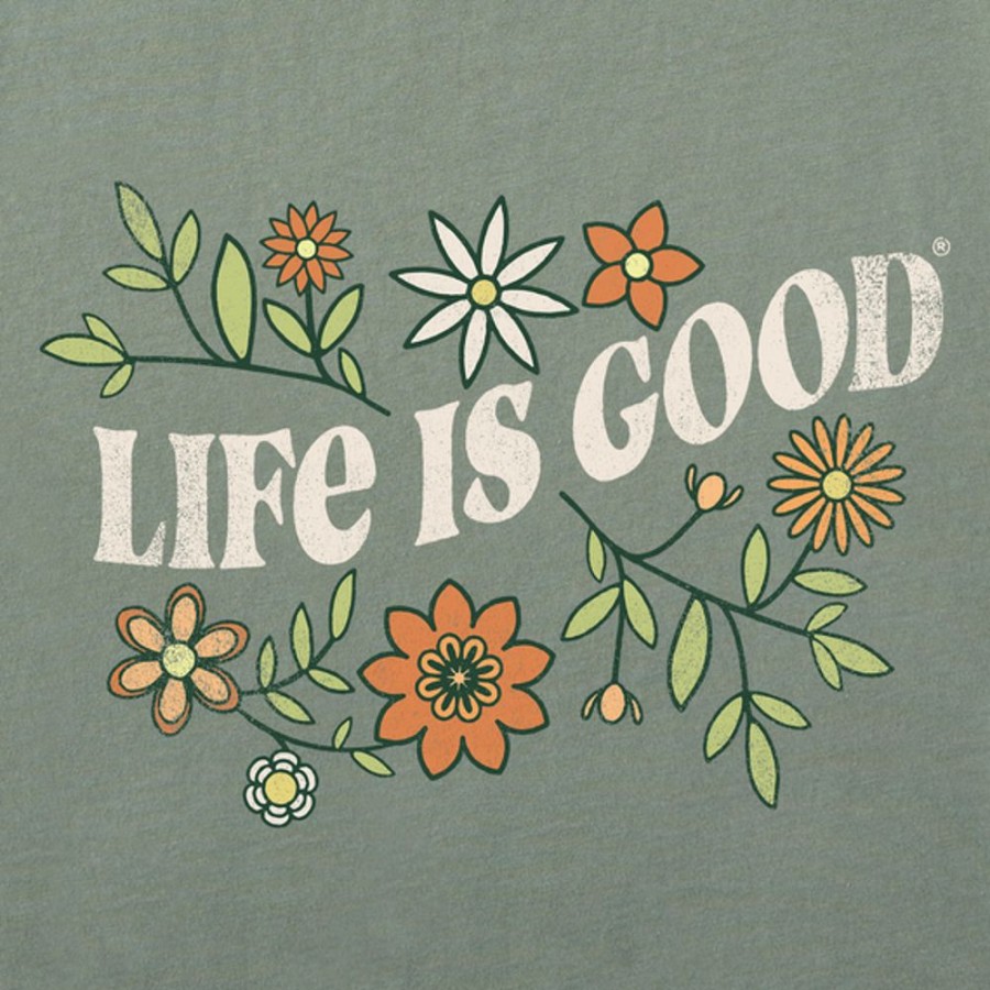 Women Life is Good Graphic Tees | Women'S Clean Garden Short Sleeve Tee Moss Green