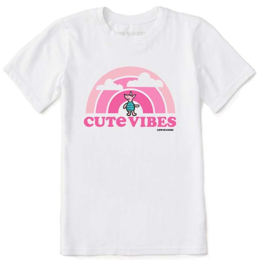 Kids Life is Good Graphic Tees | Kids Vintage Cute Vibes Winnie Rainbow Crusher Tee Cloud White