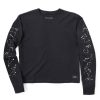 Women Life is Good Boxy Tees | Women'S Zodiac Constellations Long Sleeve Boxy Crusher Tee Jet Black