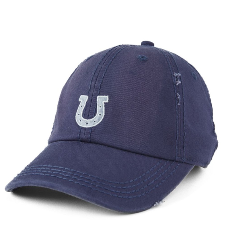 Women Life is Good Hats | Rocket Lucky Dog Horseshoe Sunwashed Chill Cap Darkest Blue