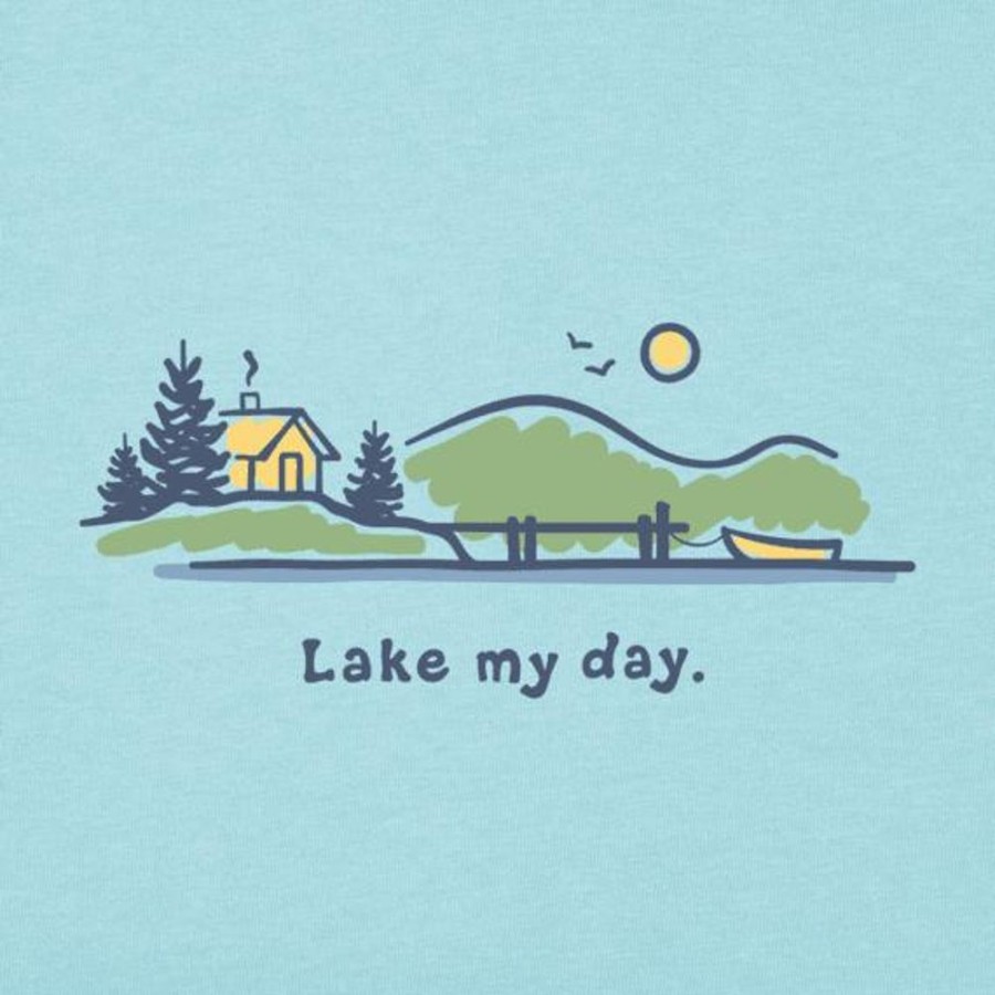 Men Life is Good Graphic Tees | Men'S Lake My Day Vintage Crusher Tee Beach Blue