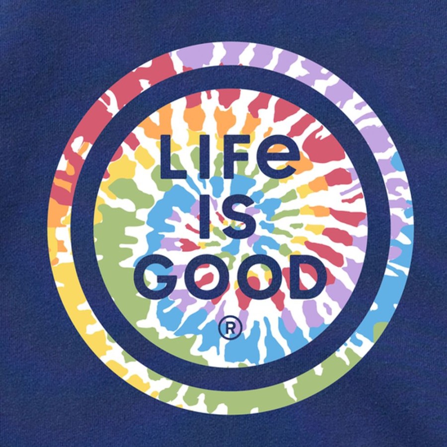 Women Life is Good Sweatshirts & Hoodies | Women'S Tie Dye Coin Simply True Fleece Crew Darkest Blue