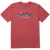 Men Life is Good Graphic Tees | Men'S Vintage Pontoon Boat Vista Crusher Tee Faded Red