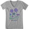 Women Life is Good Graphic Tees | Women'S Peace Garden Crusher Vee Heather Gray