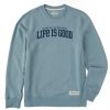 Men Life is Good Sweatshirts & Hoodies | Men'S Branded Athletic Life Isnt Easy Simply True Fleece Crew Smoky Blue