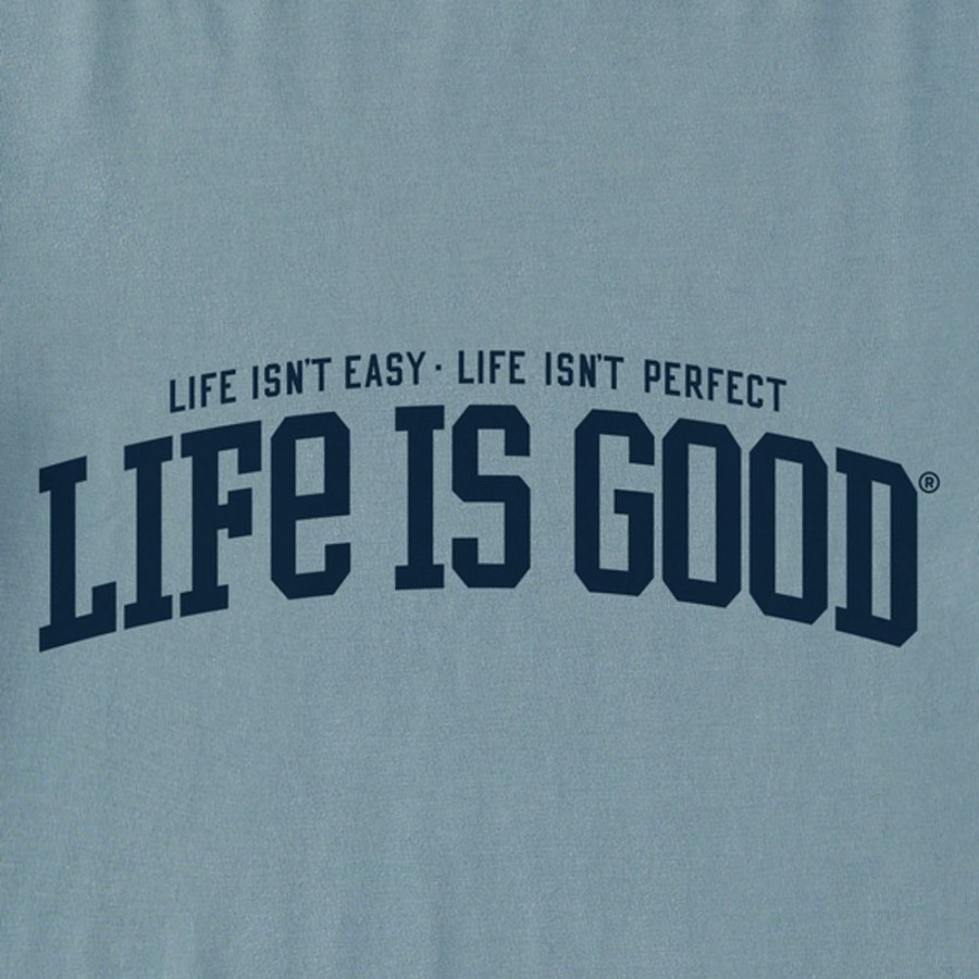 Men Life is Good Sweatshirts & Hoodies | Men'S Branded Athletic Life Isnt Easy Simply True Fleece Crew Smoky Blue