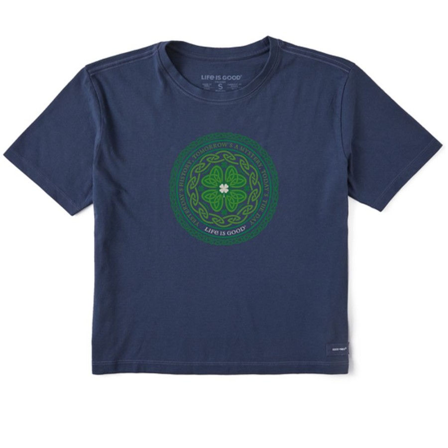 Women Life is Good Boxy Tees | Women'S Celtic Mandala Boxy Crusher Tee Darkest Blue