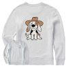 Women Life is Good Sweatshirts & Hoodies | Women'S Quirky Cowboy Pup Simply True Fleece Crew Light Heather Gray