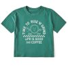 Women Life is Good Boxy Tees | Women'S Showtime Matchbook Rise Coffee Sun Boxy Crusher Tee Spruce Green