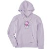 Women Life is Good Sweatshirts & Hoodies | Women'S Realaxed Xmas Lights Cocktail Snowman Simply True Fleece Hoodie Lilac Purple