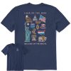 Men Life is Good Graphic Tees | Men'S Realaxed Land Of The Free Short Sleeve Tee Darkest Blue