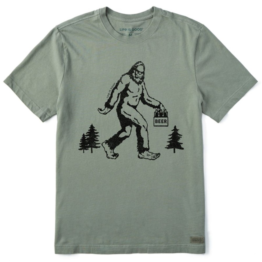 Men Life is Good Graphic Tees | Men'S Big Foot Hike Short Sleeve Tee Moss Green