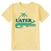 Kids Life is Good Graphic Tees | Kids Clean Later Alligator Crusher Tee Sandy Yellow