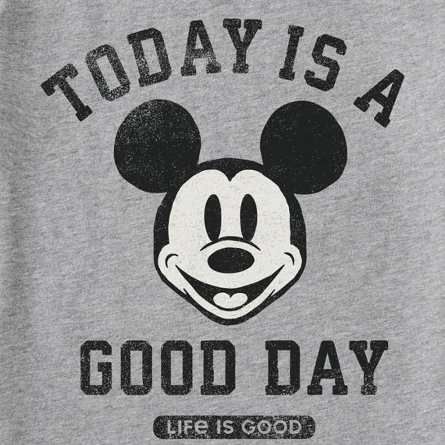 Women Life is Good Graphic Tees | Women'S Clean Steamboat Willie Good Day Short Sleeve Tee Heather Gray