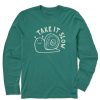 Kids Life is Good Graphic Tees | Kids Quirky Take It Slow Snail Long Sleeve Crusher Tee Spruce Green