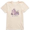 Women Life is Good Graphic Tees | Women'S Go Places Luggages Crusher Tee Putty White