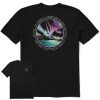 Men Life is Good Graphic Tees | Men'S Fineline Northern Lights Aurora Borealis Short Sleeve Tee Jet Black