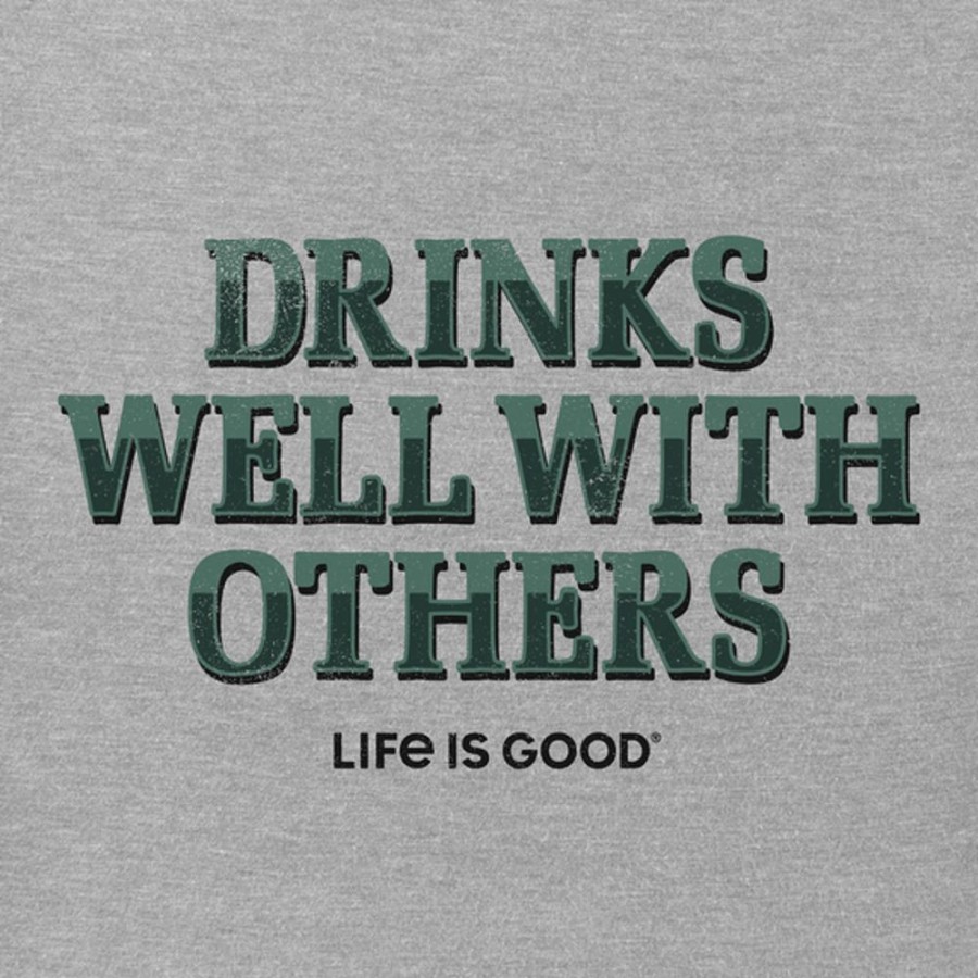 Men Life is Good Graphic Tees | Men'S Drinks Well With Others Pub Script Crusher Tee Heather Gray