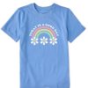 Kids Life is Good Graphic Tees | Kids Clean Today Is A Good Day Daisy Rainbow Crusher Tee Cornflower Blue