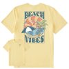 Men Life is Good Graphic Tees | Men'S Groovy Beach Vibes Crusher Tee Sandy Yellow