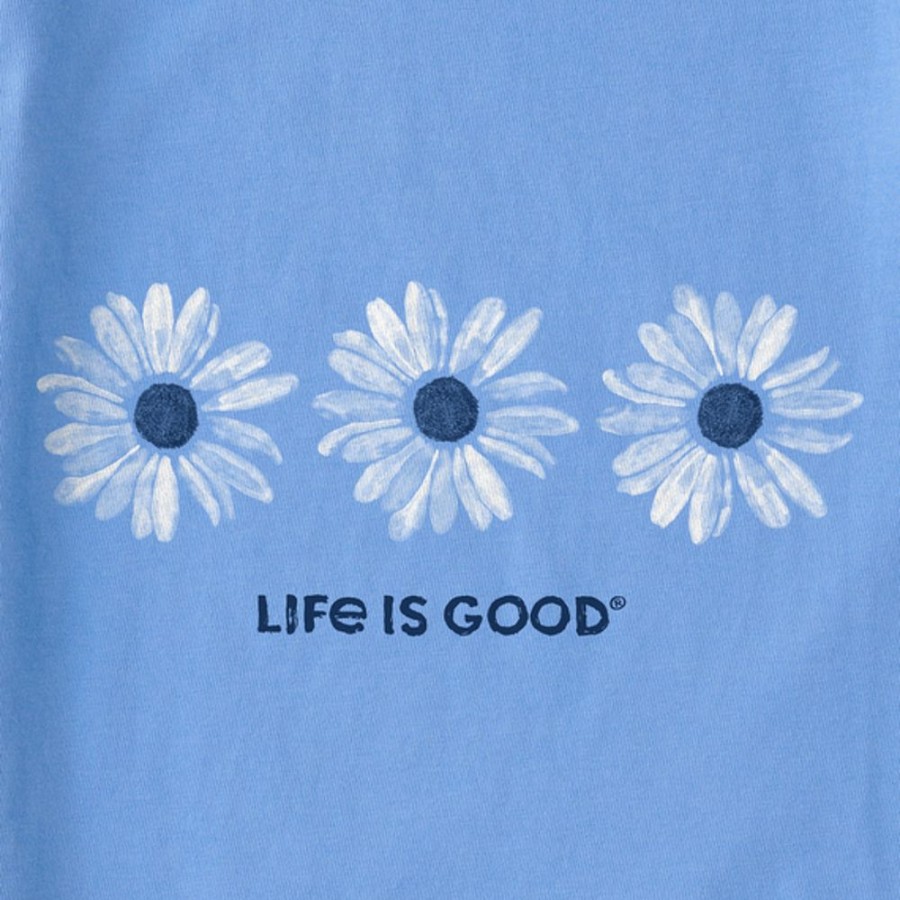 Women Life is Good Sweatshirts & Hoodies | Women'S Three Painted Daisies Simply True Fleece Crew Cornflower Blue