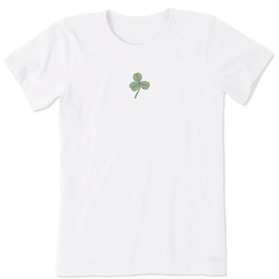 Women Life is Good Graphic Tees | Women'S Fineline Clover Crusher Tee Cloud White