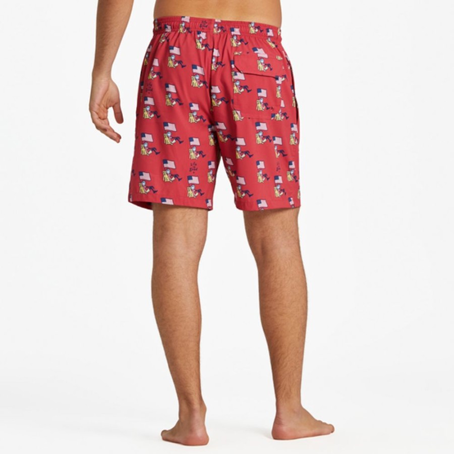 Men Inmocean Swimwear | Jake And Rocket Flag Men'S Swim Trunk Faded Red