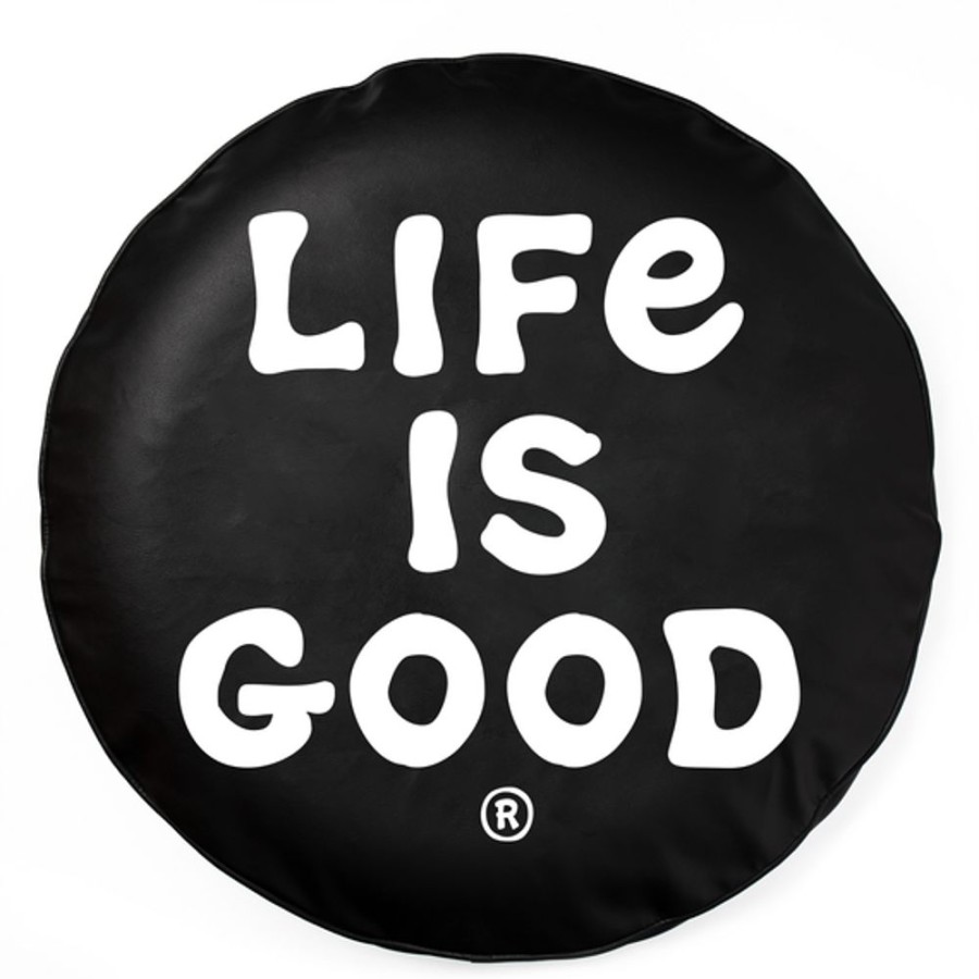 Home Life is Good Tire Covers | Lig Large Vintage Wordmark Tire Cover Jet Black