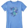 Women Life is Good Graphic Tees | Women'S Realaxed Peace On Earth Winter Flowers Crusher Tee Cornflower Blue